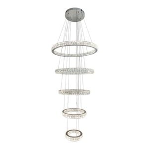 Element Lighting AARON 5 Ring Crystal Chandelier Tri-colour LED (Chrome)