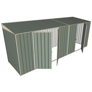 Build-a-Shed 1.5 x 5.2 x 2m Double and Single Hinged Side Door Skillion Shed - Green