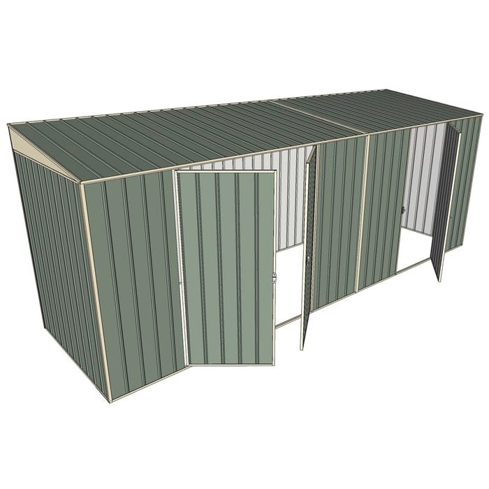 Build-a-Shed 1.5 x 5.2 x 2m Double and Single Hinged Side Door Skillion Shed - Green