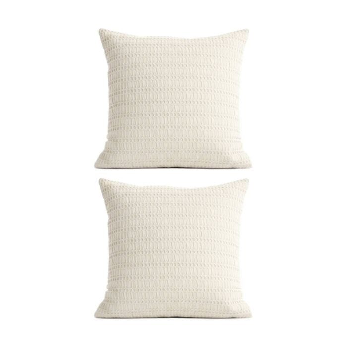2PK Cloud Linen Celeste Cotton Waffle European Pillowcase Ivory 65x65cm