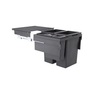 Hafele 2 x 38 + 1 x 12 + 2.5L Dark Grey Pull Out Waste Bin