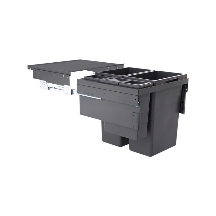 Hafele 2 x 38 + 1 x 12 + 2.5L Dark Grey Pull Out Waste Bin