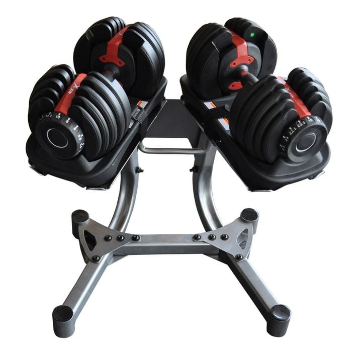 2 Pack of 24kg Smart Adjustable Dumbbell Weight Set With Stand