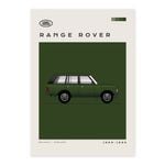 Mid Century Style Cars - Land Rover Range Rover Green A1 Poster Print