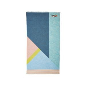Oilily 100cm x 180cm Light Blue Stormy Waves Printed Cotton Beach Towel