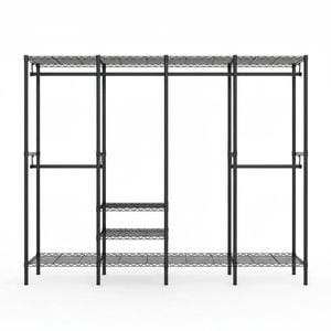Heavy Duty Clothes Rack Hanging Clothes Bedroom Closet Wardrobe Black