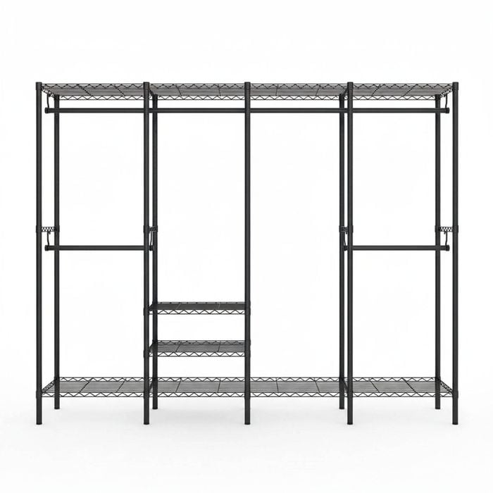 Heavy Duty Clothes Rack Hanging Clothes Bedroom Closet Wardrobe Black
