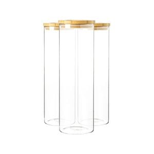 Argon Tableware Glass Storage Jars with Wooden Lids - 2 Litre - Pack of 3
