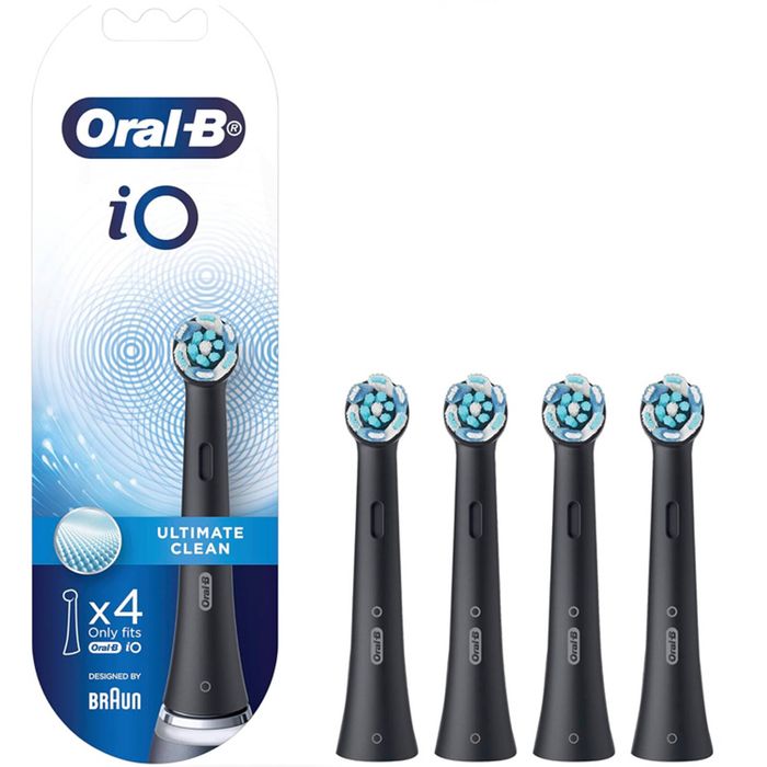 Oral-B iO Ultimate Clean Replacement Brush Heads - Black, Pack of 4