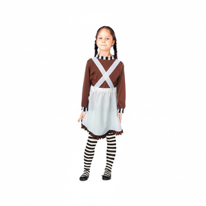 More Than Party Girls Chocolate Worker Costume Brown Dress Apron/Stocking 6-9y