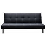 Sarantino Chelsea 3 Seater Black Faux Leather Sofa Bed Couch