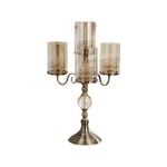 SOGA 58cm 4-Slots Glass Candlestick Candle Holder Stand Pillar Glass/Iron Metal