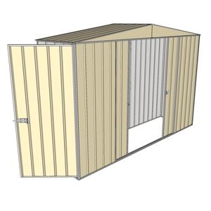 Build-a-Shed 3.0 x 0.8 x 2.3m Double Sliding and Single Hinge Door Narrow Shed - Cream