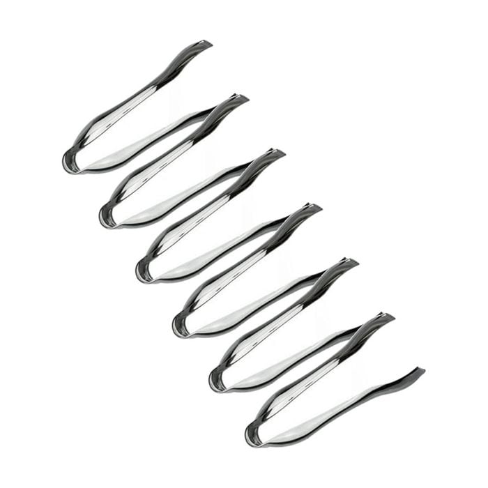 6x Partyware Stainless Steel Look-alike Salad Tongs Set 280mm Silver