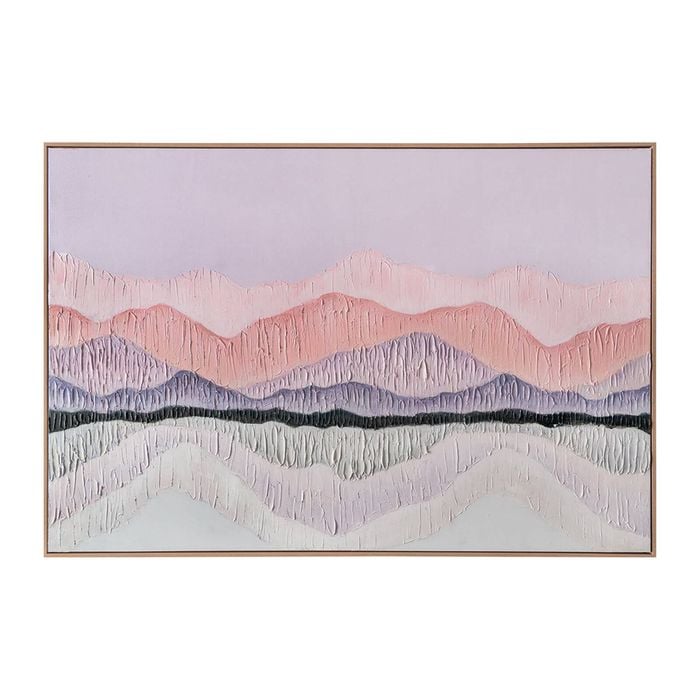 Urban Style Brushmarks Oil Painting Textured Pink Landscape