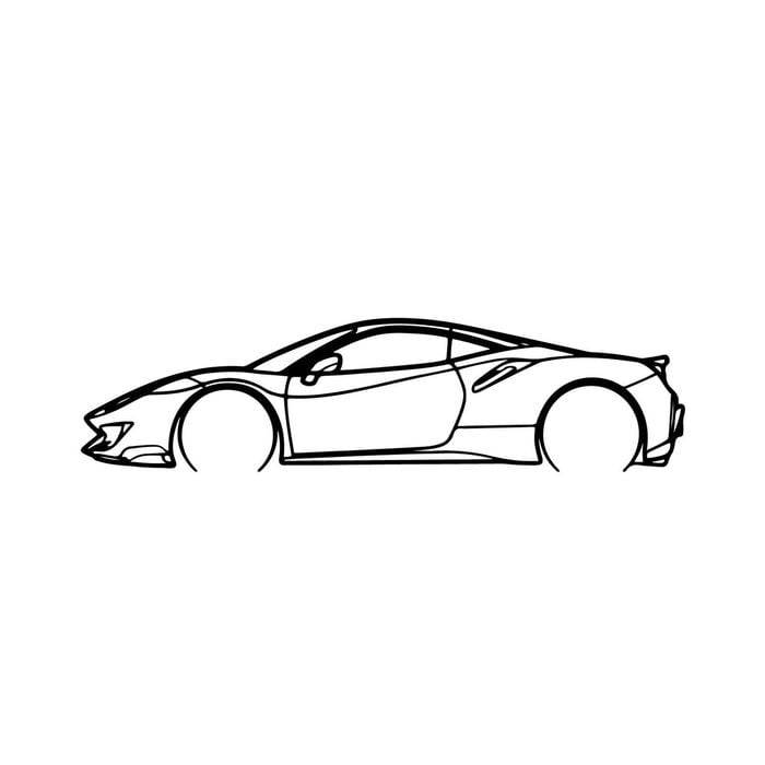 Ignite Laser Ferrari 2023 448 Pista Silhouette Metal Wall Art Rustic Metal 15.7inch/40cm