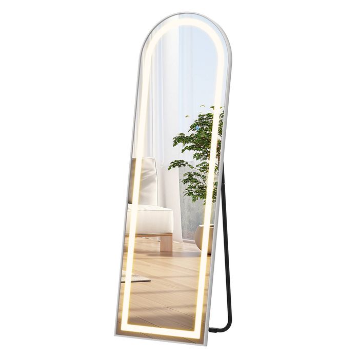 Advwin Arched Full Length Floor Mirror With Led Lights 160x50cm Wall Mounted