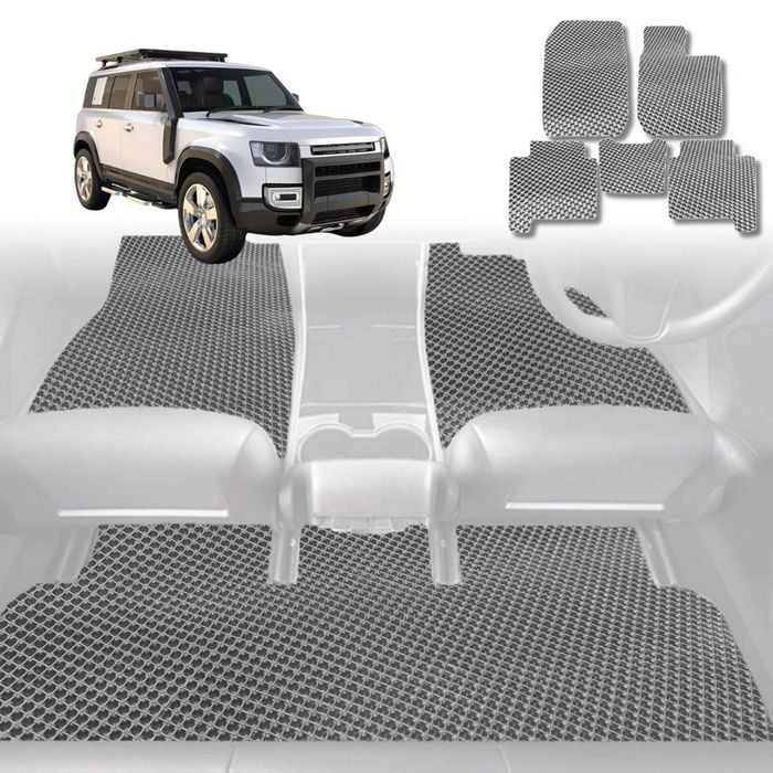 6D Diamond Car Floor Mats for Land Rover Defender 110 2020-Current-Full Set-Grey-Outback GT