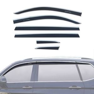 AUSGO Stainless Trim Weather Shields for Volkswagen Tiguan L Allspace 2016-2025 Weathershields Window Visors Wind Deflectors