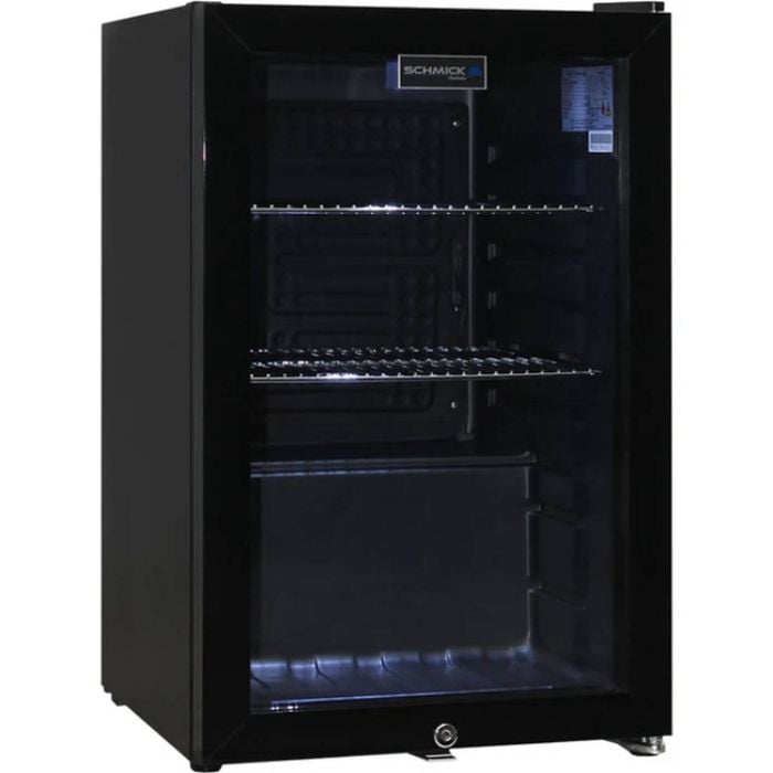 Schmick Black Tropical Double Glazed Glass Door 70 Litre Bar Fridge