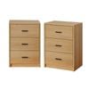 Oikiture 2x Bedside Table 3 Drawers Nightstand Bedroom Storage Side End Natural