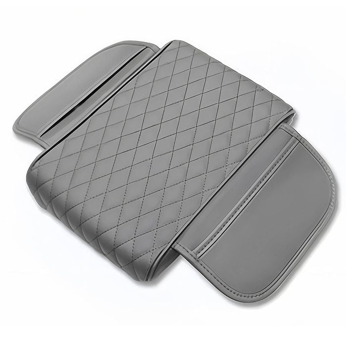 Catzon Car Console Armrest Cover Thickened Upgraded Microfiber Leather Arm Cushion-gray