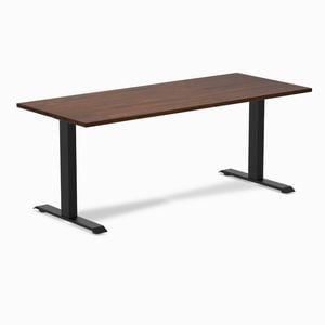 Desky Fixed Height Red Walnut Rubberwood Desk 180x75cm Matte Black Leg