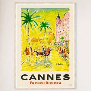 Galrie Cannes Vintage Travel Poster: Explore the Glamour of French Riviera Art Print, Wood Frame, A4 21 x 30cm (8 x 12inch)