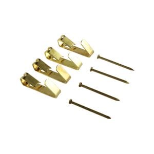 Everhang 8kg Brass Plated Picture Hanging Angle Drive Hook - 4 Pack