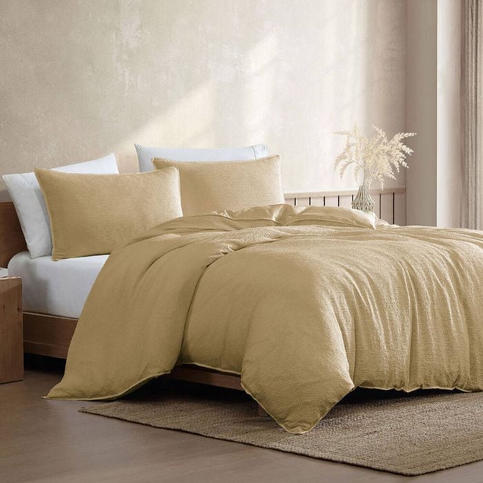 Ardor Double Boardwalk Quilt Cover Bedding Set w/ Pillowcase - Yellow