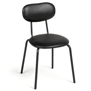 Ufurniture Dining Chairs Set of 2 PU Leather Kitchen Chair with Cushion Backrest & Metal Legs Black