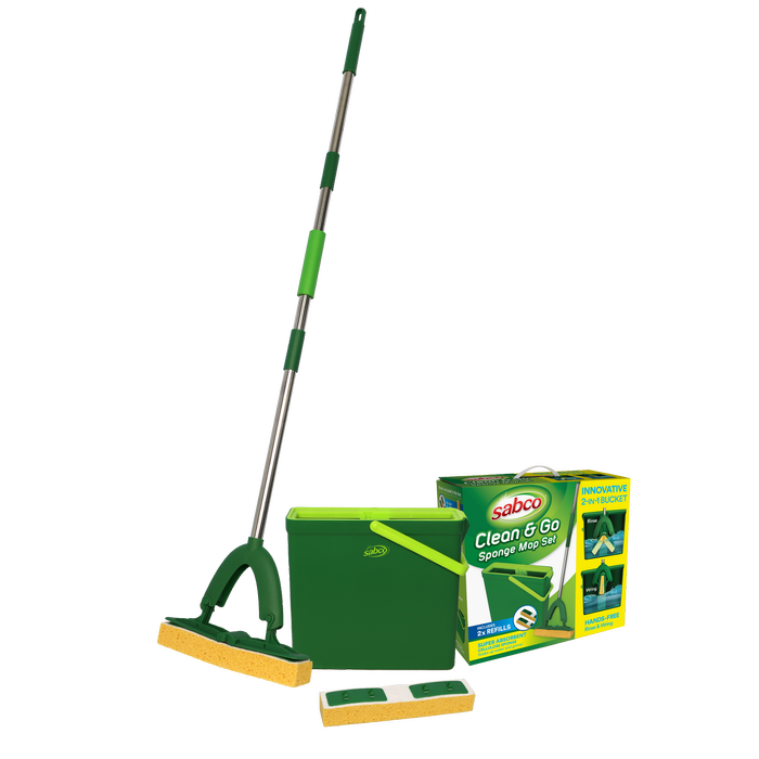 Sabco Clean & Go Sponge Mop Set with Bonus Refill