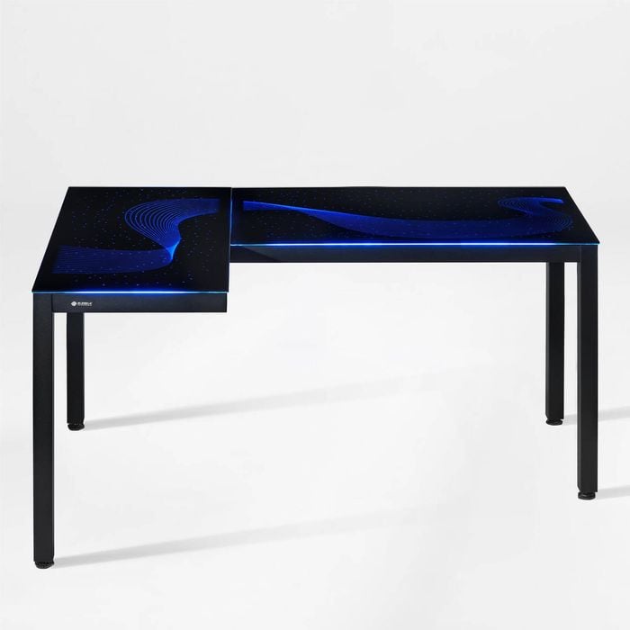 Eureka Gtg L Shaped Glass Led Gaming Desk - Left