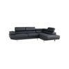 Foret 2.8m Black Fabric Sectional Sofa Chaise Lounge Suite Couch Furniture