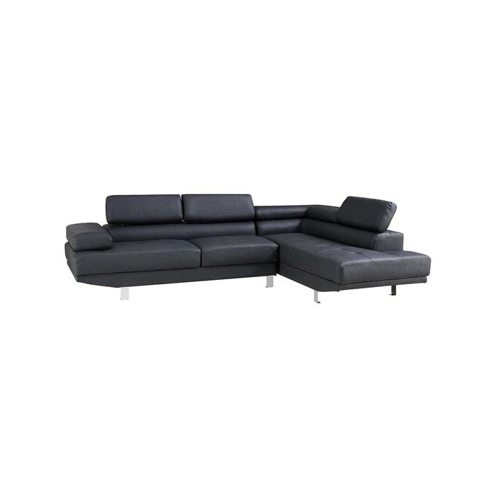 Foret 2.8m Black Fabric Sectional Sofa Chaise Lounge Suite Couch Furniture