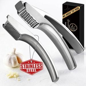 Gourmet Easy Garlic Press No Peeling Required, Stainless Steel, Coarse & Fine Mincer