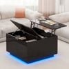 Advwin LED Lift Top Coffee Table UV Gloss Center Table Black