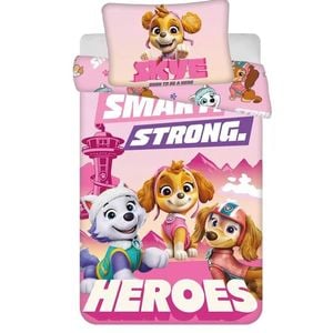 Paw Patrol Smart Strong Heroes Kids Cotton Quilt Cover Set Toddler Bed Size