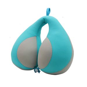 Catzon Travel Neck Pillow for Kids Chin Supporting for Airplane-Grey Blue