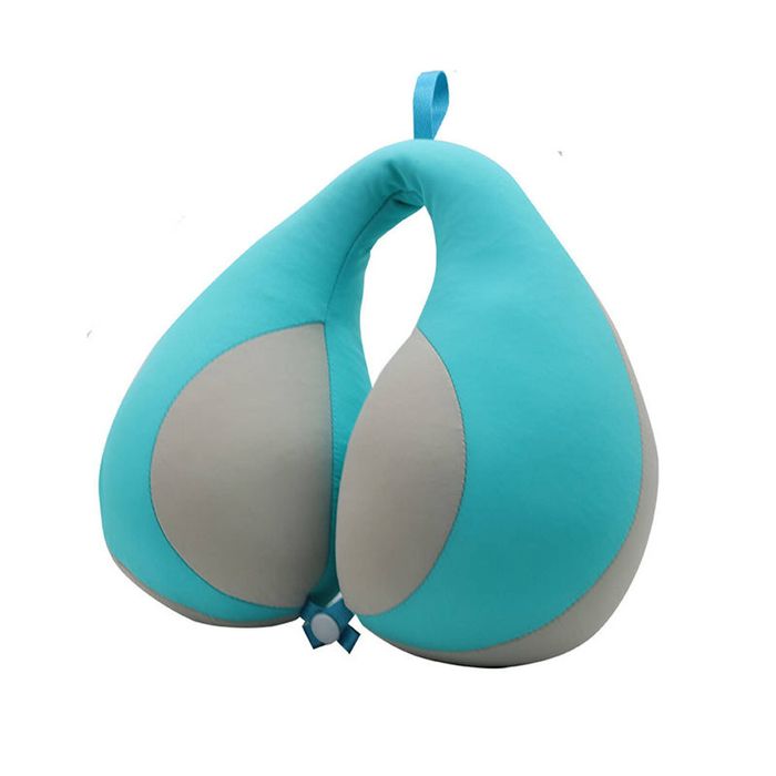 Catzon Travel Neck Pillow for Kids Chin Supporting for Airplane-Grey Blue