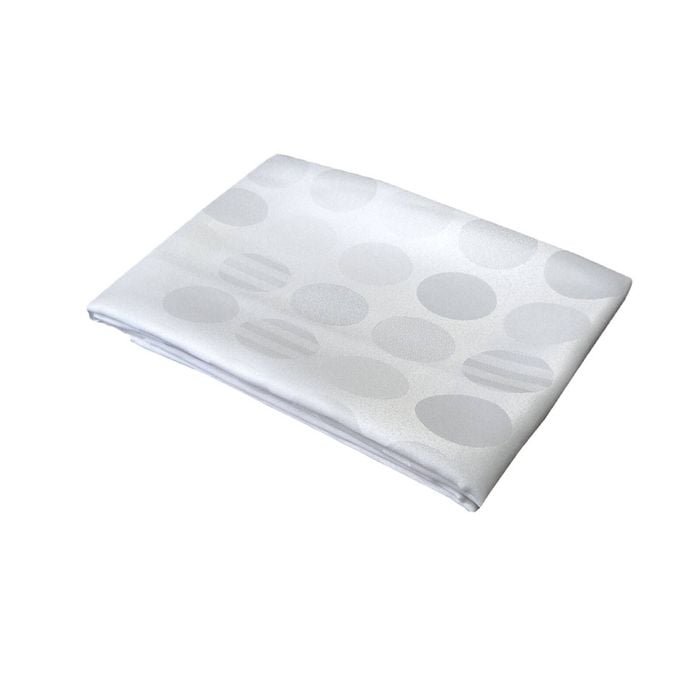 Jacquard Table Cloth White Circles 150 x 270 cm