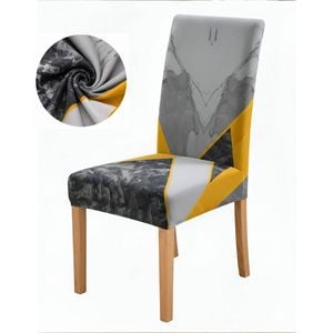 Anyseat Chair Cover Yellow Gray Abstract Print Elastic Slipcover Dining Decor