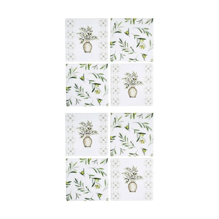 2x 4pc Lvd Decorative Olives Ceramic Square Drink Coasters Home Decor 10x10cm