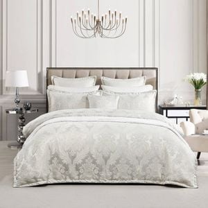 Renee Taylor Regalia Collection Amalia Quilt Cover Set White & Silver Queen