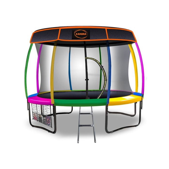 Kahuna Trampoline 12 Ft With Roof Cover -rainbow