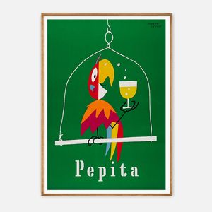 Galrie Herbert Leupin's Pepita Vintage Art Print - Colorful Mid-Century Decor, Wood Frame, A4 21 x 30cm (8 x 12inch)