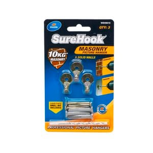 Zenith SureHook Masonry 10kg Gold Zinc Plated Picture Hanger 3pk