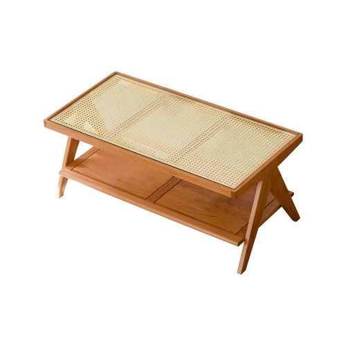 MIUZ Coffee Table Modern Wooden Tables Rattan Top Center Table For Living Room Bunnings Australia