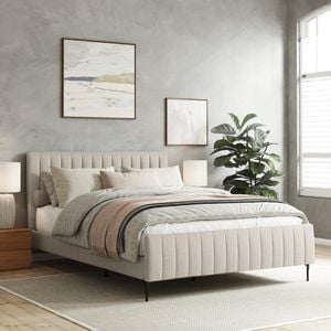 Coco Double Beige Fabric Upholstered Bed Frame