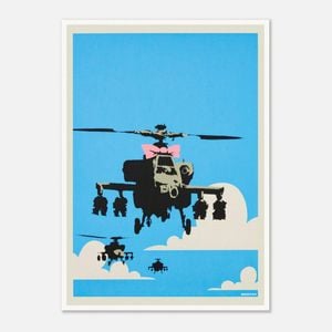 Galrie Banksy Happy Choppers Art Print - 2003 Limited Edition for Home Decor, Poster Only, 70 x 100cm (28 x 40inch)